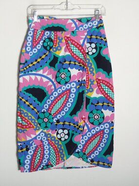 J Crew Tie Back Tulip Pencil Skirt Ratti Kaleidoscope Floral 4 Colorful Preppy